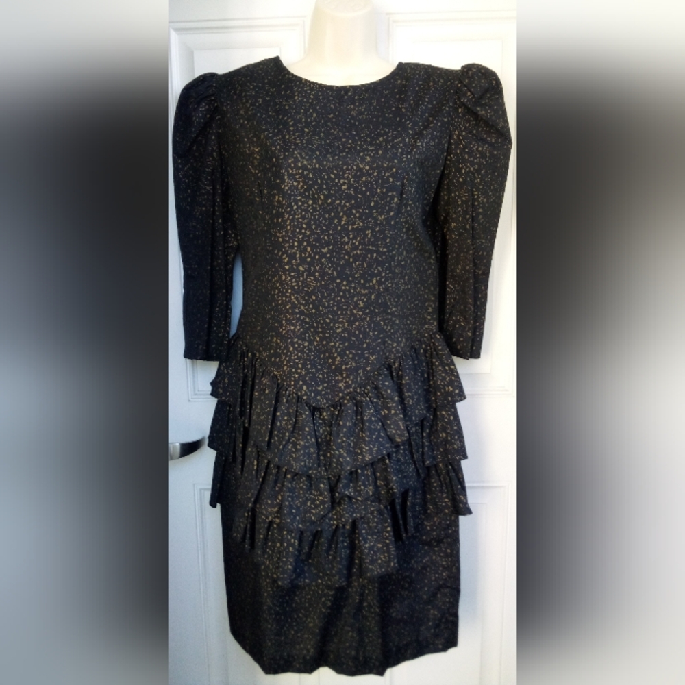 Vintage  Milanzo 1980's Party Dress Dance Costume Puff Sleeves Size 9 Flashback